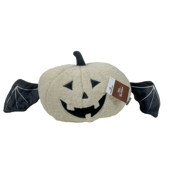 Halloween Jack-O'-Lantern Pumpkin With Bat Wings 8.5" x 19" Decorative Pillow - Picture 4 of 16